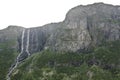 Beautiful gigantic double waterfall Hydnefossen, Hemsedal, Viken, Norway
