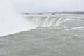 Beautiful gigantic frozen Horseshoe Niagara Waterfalls on a frozen spring day in Niagara Falls in Ontario, Canada