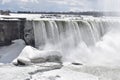 Beautiful gigantic frozen Niagara Waterfalls on a frozen spring day in Niagara Falls in Ontario, Canada