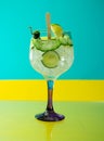 Beautiful gin and tonic garnished with cucumber