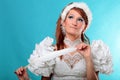 Beautiful ginger in a dress of Snow Queen Royalty Free Stock Photo