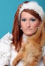 Beautiful ginger in a dress of Snow Queen Royalty Free Stock Photo