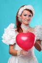 Beautiful ginger red heart dress of Snow Queen Royalty Free Stock Photo