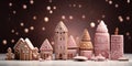 Beautiful gingerbread houses in the snow