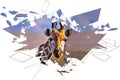 Beautiful Giraffe, Abstract Design, Street Digital Art, Drawing, Painting