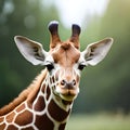 Beautiful giraffe looking at the viewer - ai generated image