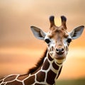 Beautiful giraffe looking at the viewer - ai generated image