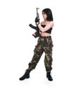 The beautiful girl with a automatic rifle Royalty Free Stock Photo