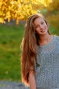 Beautiful girl in the Autumn fall Royalty Free Stock Photo