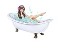A girl in a bath with foam Royalty Free Stock Photo