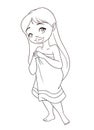 Beautiful girl bathing towel cartoon coloring page