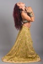 Beautiful girl belly dance movement Royalty Free Stock Photo