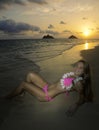 Beautiful girl in bikini at the beach Royalty Free Stock Photo