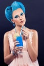 Beautiful girl with blue hair Royalty Free Stock Photo