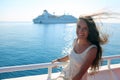 Beautiful girl on a boat Royalty Free Stock Photo