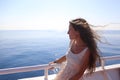 Beautiful girl on a boat Royalty Free Stock Photo