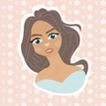 Beautiful girl boho style illustration with blue eyes Royalty Free Stock Photo
