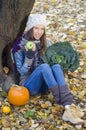 Beautiful girl with braces eating healthy outside Royalty Free Stock Photo