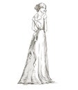 Beautiful girl. Bride. Bridal dress. hand drawn. v