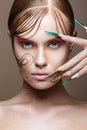 Beautiful girl with bright fashion make-up Royalty Free Stock Photo