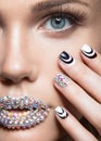 Beautiful girl with bright nails, lips of crystals Royalty Free Stock Photo