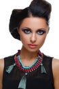 Beautiful girl with bright vivid purple and green make-up Royalty Free Stock Photo