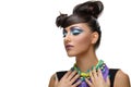 Beautiful girl with bright vivid purple make-up Royalty Free Stock Photo