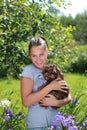 Beautiful girl with brown dog