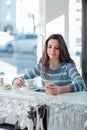 Beautiful girl at the cafe Royalty Free Stock Photo