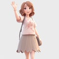 A beautiful girl character say Hii image generative AI Royalty Free Stock Photo