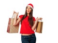 Beautiful girl on Christmas sales Royalty Free Stock Photo