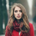 Beautiful girl on cold windy day Royalty Free Stock Photo