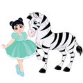 Beautiful girl and cute zebra Royalty Free Stock Photo