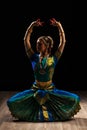 Beautiful girl dancer of Indian classical dance Bharatanatyam Royalty Free Stock Photo