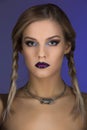 Beautiful girl with dark purple lips Royalty Free Stock Photo
