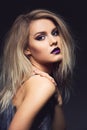 Beautiful girl with dark purple lips Royalty Free Stock Photo