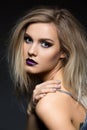 Beautiful girl with dark purple lips Royalty Free Stock Photo