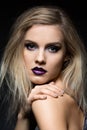 Beautiful girl with dark purple lips Royalty Free Stock Photo