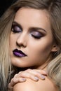 Beautiful girl with dark purple lips Royalty Free Stock Photo