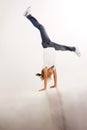 Beautiful Girl Doing Cartwheel Royalty Free Stock Photo