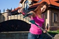 Beautiful girl doing yardwork Royalty Free Stock Photo