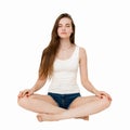 Beautiful girl doing yoga. Meditation in the Lotus position Royalty Free Stock Photo