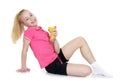 Beautiful girl drinking orange juice Royalty Free Stock Photo