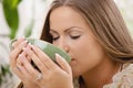 Beautiful girl drinking tea Royalty Free Stock Photo