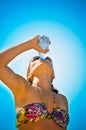 Beautiful girl drinking water