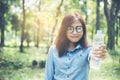 Beautiful girl drinks water from a bottle Royalty Free Stock Photo