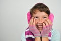 Beautiful girl with ear muffs and trimmed gloves