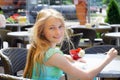 Beautiful girl eating ice cream Royalty Free Stock Photo