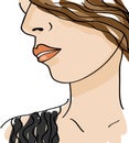 Beautiful girl face. Sketch female. Vector illustration