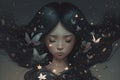 a beautiful Girl fairy appearance light and black Royalty Free Stock Photo